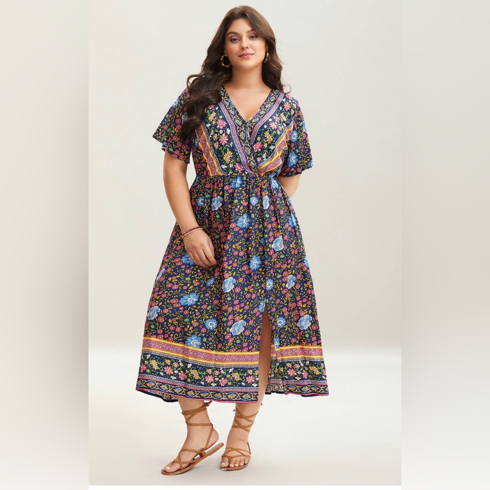 NWT Pin up  Fashion size 26W 4X Bohemian floral Maxi Dress 🌺🌸🌹 BN 122